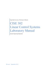 CISE 302 Linear Control Systems Laboratory Manual
