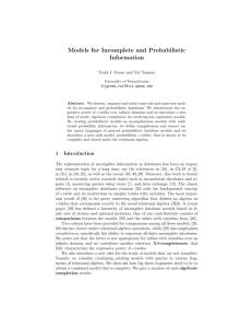 Models for Incomplete and Probabilistic Information