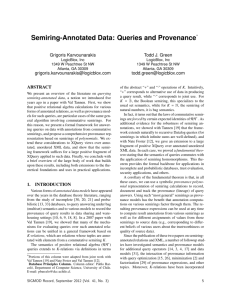 Semiring-Annotated Data: Queries and Provenance∗
