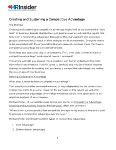 Creating and Sustaining a Competitive Advantage