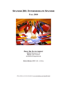 SPANISH 201: INTERMEDIATE SPANISH