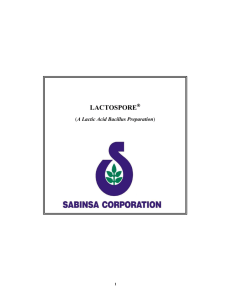 lactospore - Sabinsa Corporation
