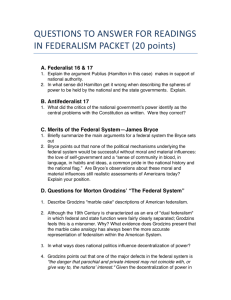 questions to answer for readings in federalism packet