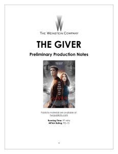 THE GIVER Production Notes