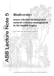 Biodiversity: - ASB Partnership for the Tropical Forest Margins