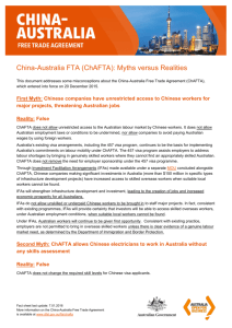 (ChAFTA): Myths versus Realities - Department of Foreign Affairs