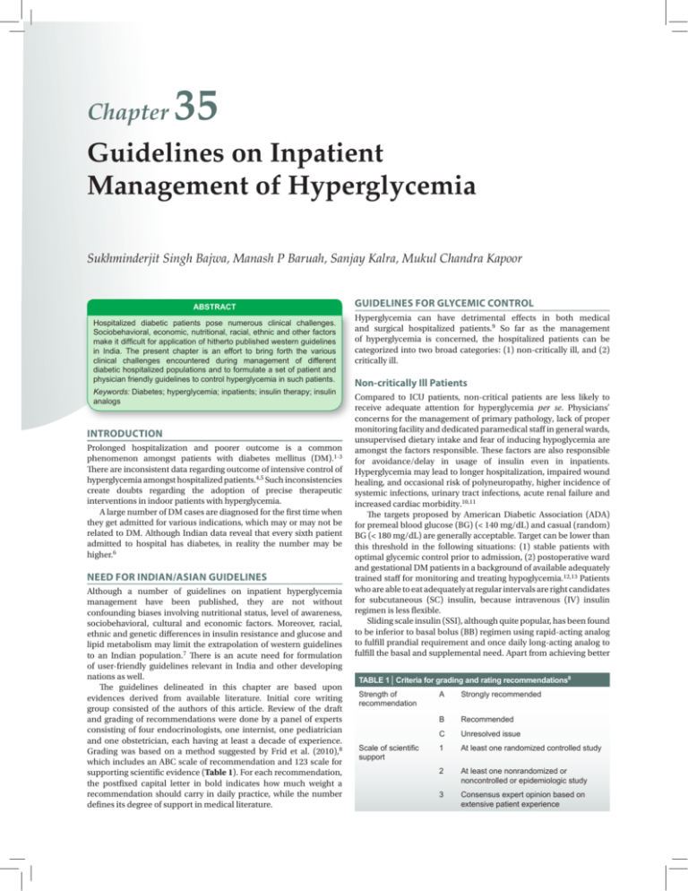 Guidelines On Inpatient Management Of Hyperglycemia