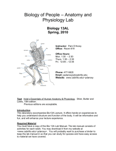 Biology of People – Anatomy and Physiology Lab