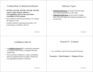 Cardinal Rule of Statistical Inference Inference Types Confidence