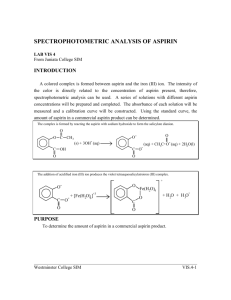 spectrophotometric analysis of aspirin