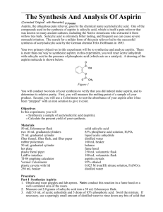 The Synthesis And Analysis Of Aspirin