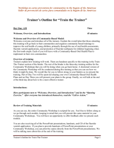 Trainer's Outline for “Train the Trainer”