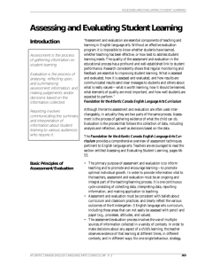 Assessing and Evaluating Student Learning