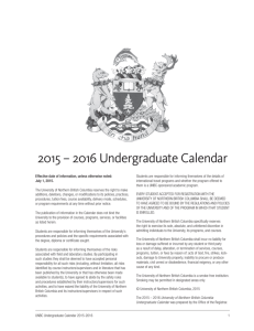 2015 – 2016 Undergraduate Calendar