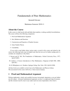 Fundamentals of Pure Mathematics