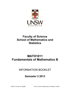 MATH1011 Fundamentals of Mathematics B
