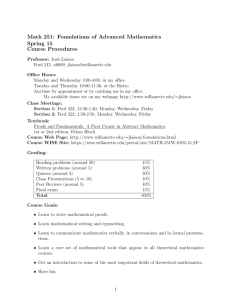 Math 251: Foundations of Advanced Mathematics Spring 15 Course