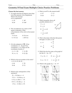 Geometry B Final Exam Multiple Choice Practice Problems