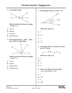 Geometry Semester 1 Practice Exam GO ON