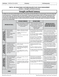 Strengths and Needs Summary (Matthew Example)