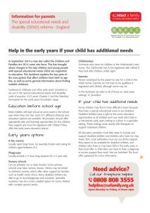 Help in the early years if your child has additional needs