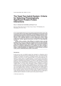 The Yeast Two-hybrid System