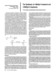 I The Synthesis of CMethyl-3-heptanol and I 4-Methyl-3