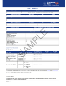 Sample Policy Contract - Edelweiss Tokio Life Insurance