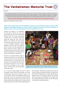 May 2015 Newsletter - The Venkatraman Memorial Trust