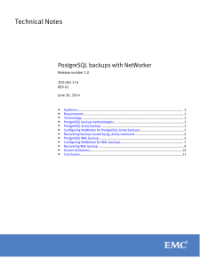 PostgreSQL backups with NetWorker 1.0 Technical Notes