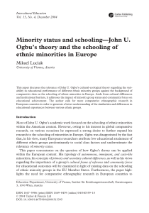 Minority status and schooling—John U. Ogbu's theory