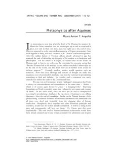 Metaphysics after Aquinas - KRITIKE: An Online Journal of Philosophy