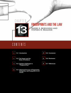 Fingerprint Sourcebook Chapter 13: Fingerprints and the Law