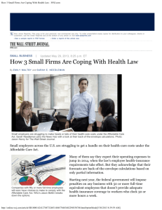 How 3 Small Firms Are Coping With Health Law