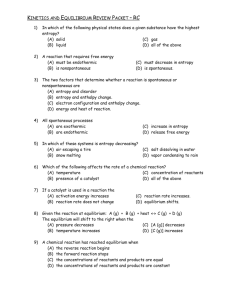 KINETICS AND EQUILIBRIUM REVIEW PACKET – RC 1) In which