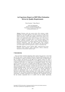 An Experience Report on ERP Effort Estimation Driven by Quality