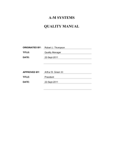 A-M SYSTEMS QUALITY MANUAL