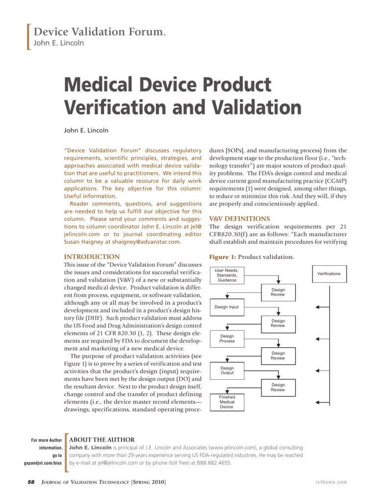 Medical Device Product Verification and Validation