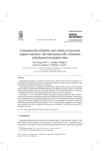 Estimating the reliability and validity of personal support measures