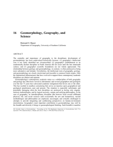 Geomorphology, Geography, and Science Bernard 0. Bauer