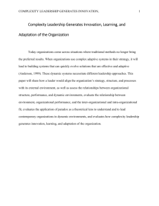 Complexity Leadership Generates Innovation, Learning, and