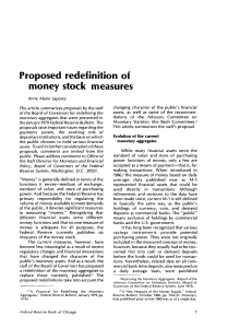 Proposed redefinition of money stock measures