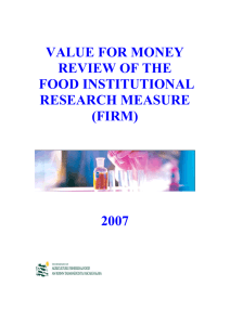 Value for Money Review of the Food Institutional Research Measure