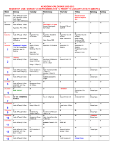 Academic Calendar 2012-2013 - National College of Art and Design