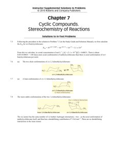 Chapter 7 Cyclic Compounds. Stereochemistry of Reactions