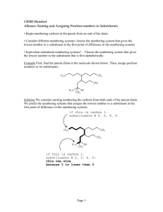 CH203 Handout Alkanes: Naming and Assigning Position