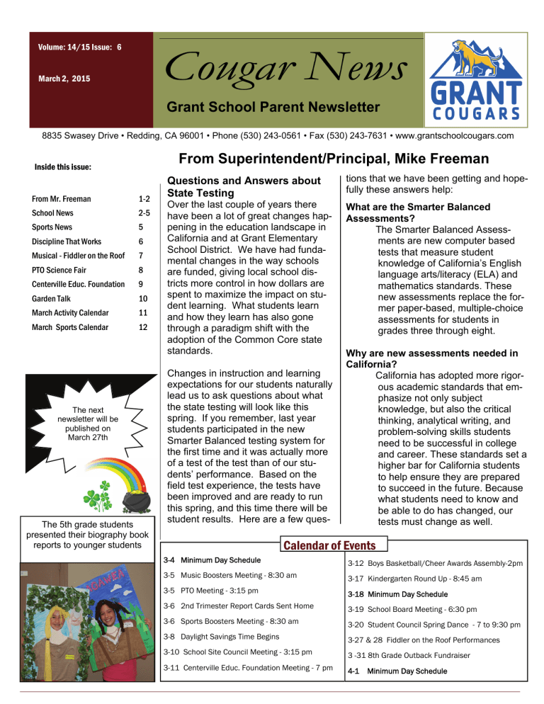 Newsletter - Grant School