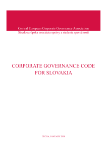 CORPORATE GOVERNANCE COdE fOR SLOVAKIA