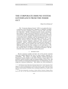 THE CORPORATE IMMUNE SYSTEM: GOVERNANCE FROM THE