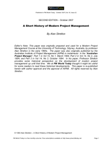 A Short History of Modern Project Management By Alan Stretton